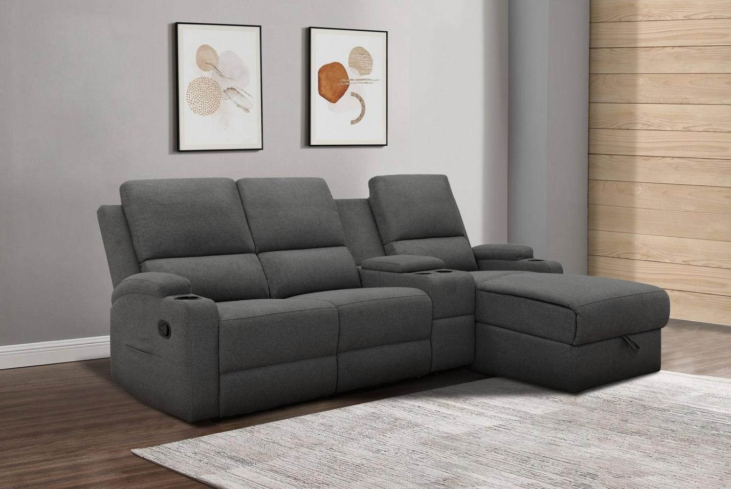 Home affaire Ecksofa Napori Multimediasofa, 3er Kinosessel XXL, L-Form, Kinosofa mit Relaxfunktion, Getränkehalter, Staufach und Staukasten Bild 1