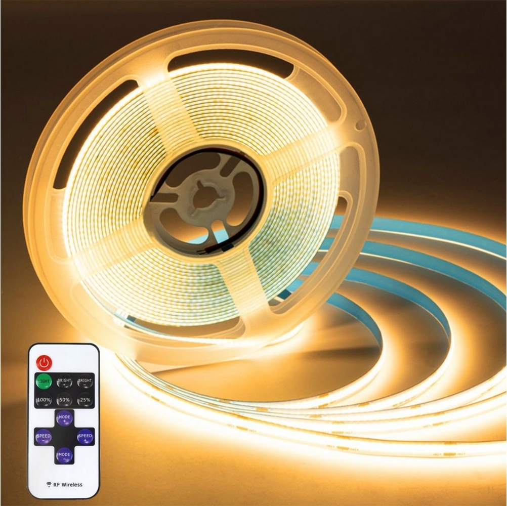 Qualra LED Stripe 3000-6000K 5M COB LED Strip CRI 93 LED Streifen Licht Flexibel 24V, DIY Dekoration mit Fernbedienung für Schlafzimmer TV Küche Wohnzimmer Bild 1