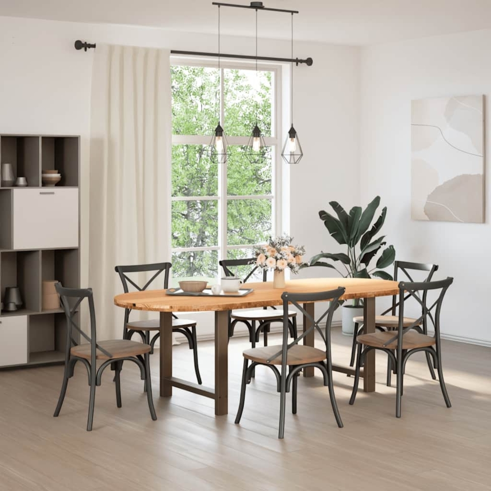 vidaXL Esstisch Hellbraun 240x100x74 cm Massivholz Eiche Oval 3305587 Bild 1