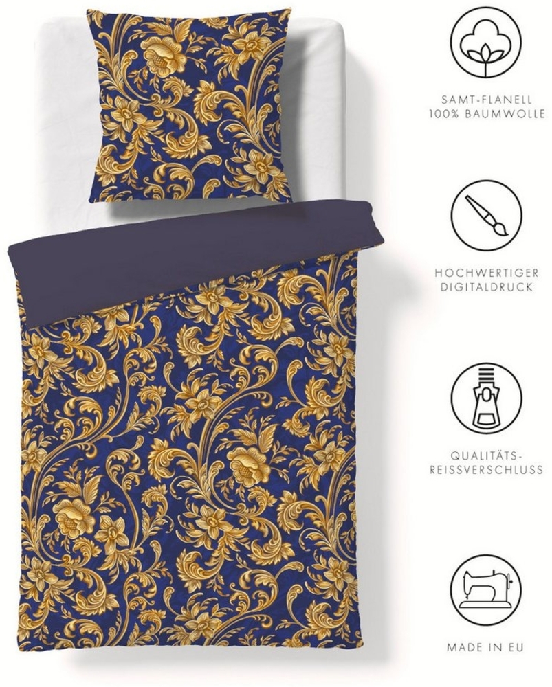 fleuresse Wendebettwäsche Valencia, Flanell, 2 teilig, kuschelweicher Flanell mit Samt-Finish Bild 1
