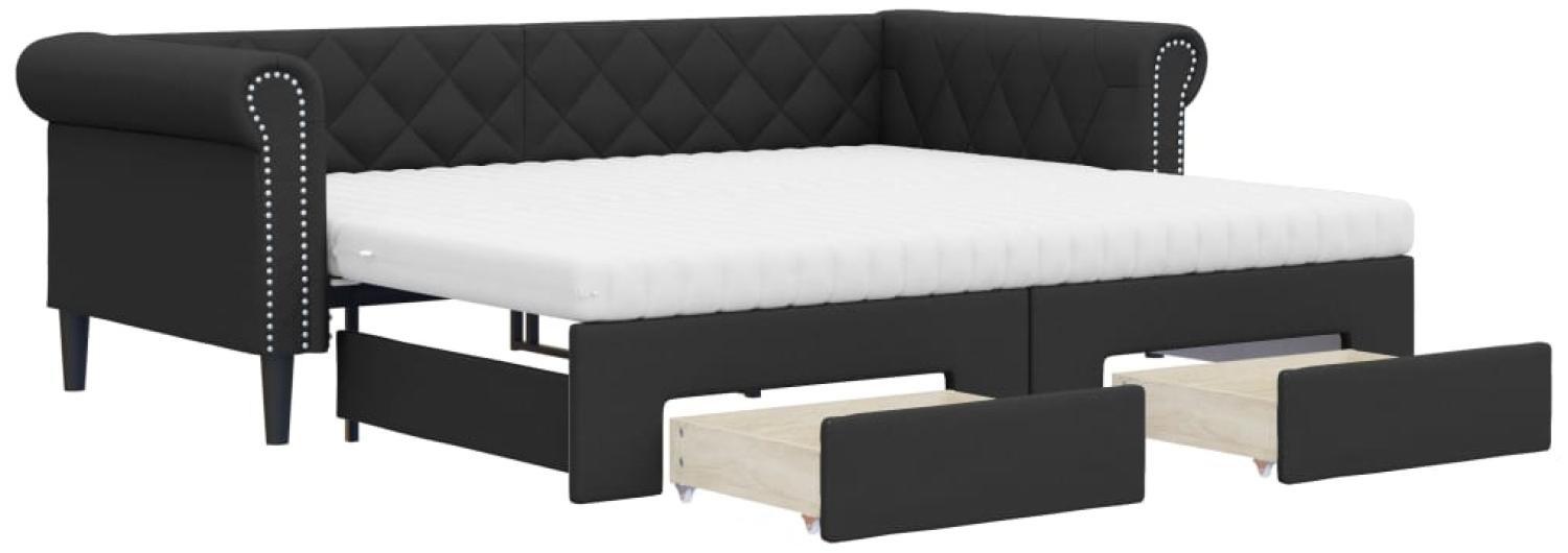 vidaXL Tagesbett Ausziehbar mit Schubladen Schwarz 90x200cm Kunstleder 3197735 Bild 1