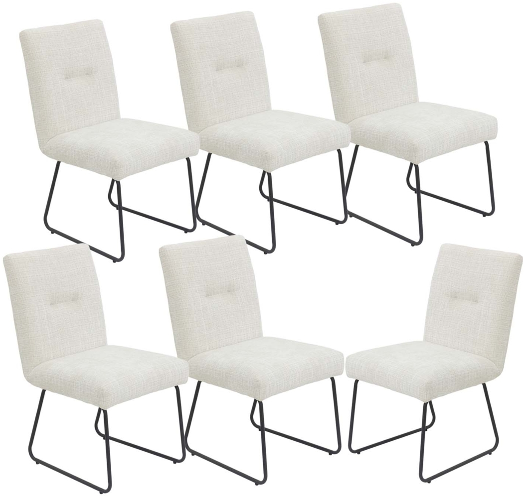 6er Set Kufenstuhl Finja - Webstoff Creme Bild 1