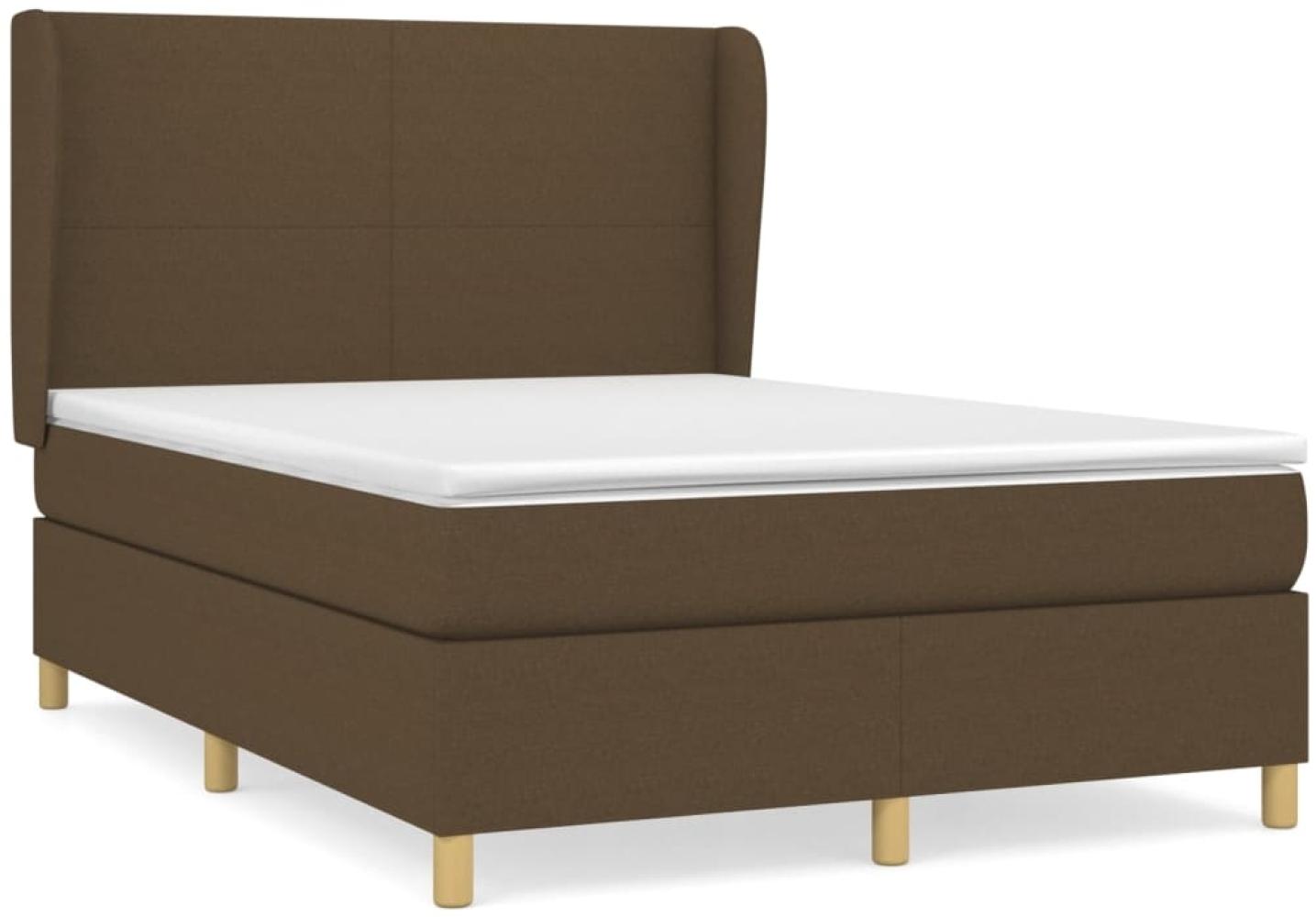 vidaXL Polsterbett mit Matratze Dunkelbraun 140x190 cm Stoff, Härtegrad: H2 [3128360] Bild 1