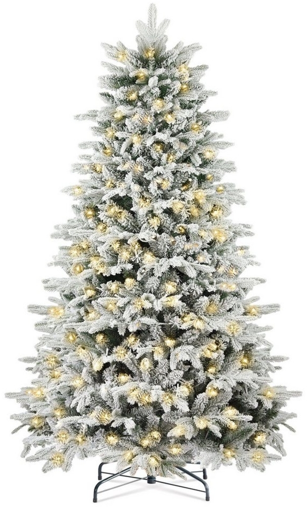 Sinaopus Künstlicher Weihnachtsbaum Christbaum mit Schnee, mit LEDs, PVC+PE,180/210cm, PVC+PE Weihnachtsbaum mit Schnee, 180 cm Tannenbaum mit 800 Spitzen und 280 LEDs Bild 1