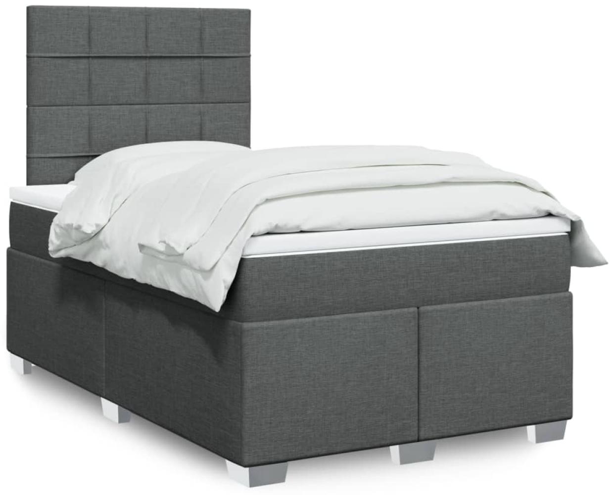 vidaXL Boxspringbett mit Matratze Dunkelgrau 120x200 cm Stoff 3292756 Bild 1