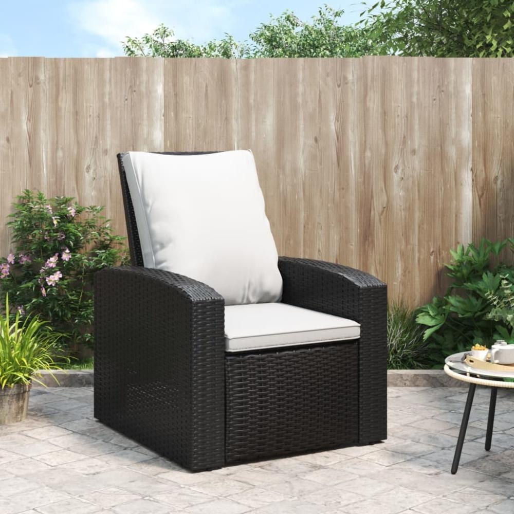 vidaXL Gartensessel Verstellbar mit Kissen Schwarz Poly Rattan 364105 Bild 1