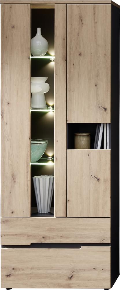Vitrine >Meagan< in Artisan Eiche - 75x197x38cm (BxHxT) Bild 1