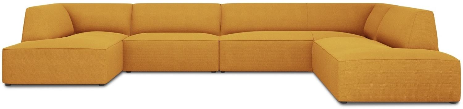 Micadoni 7-Sitzer Panorama Ecke rechts Sofa Ruby | Bezug Yellow | Beinfarbe Black Plastic Bild 1