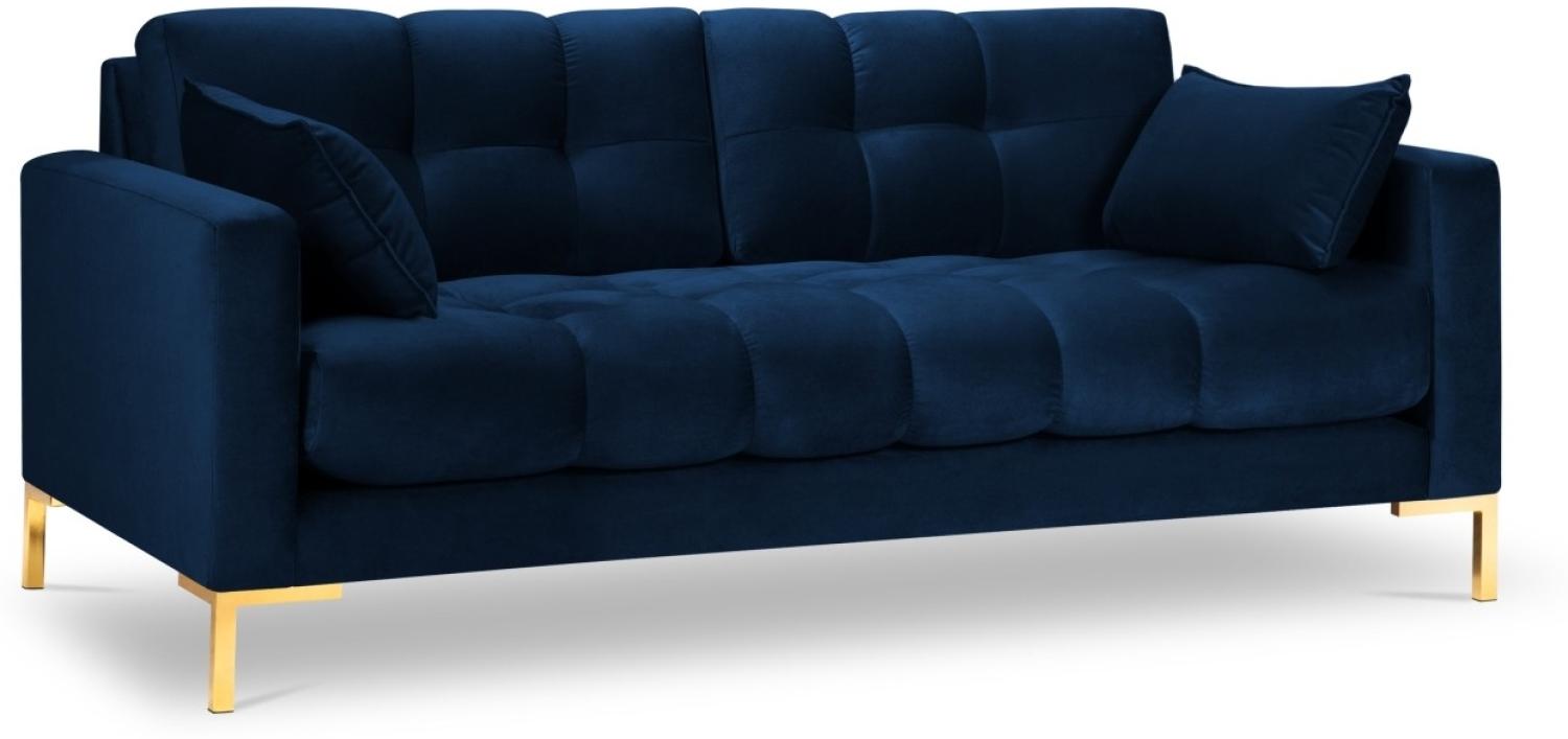 Micadoni 3-Sitzer Samtstoff Sofa Mamaia | Bezug Royal Blue | Beinfarbe Gold Metal Bild 1