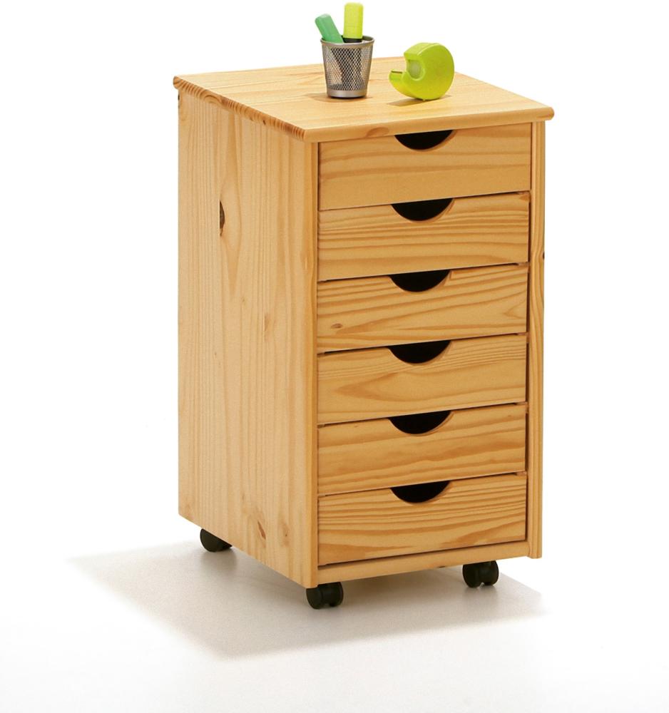 Kommode Nilar Rollcontainer Schubladenschrank Sideboard Büroschrank natur Bild 1