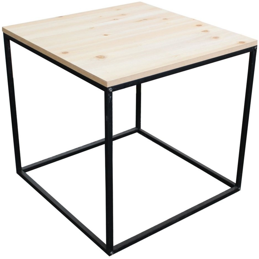 Metall Beistelltisch mit Holz Tischplatte - 45x45x42 cm - Couchtisch Sofatisch Tisch Bild 1