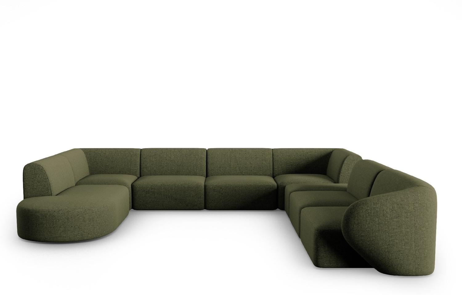 Micadoni Modulares Panorama Ecksofa Shane 8-Sitzer Rechts Chenille Grün Melange Bild 1