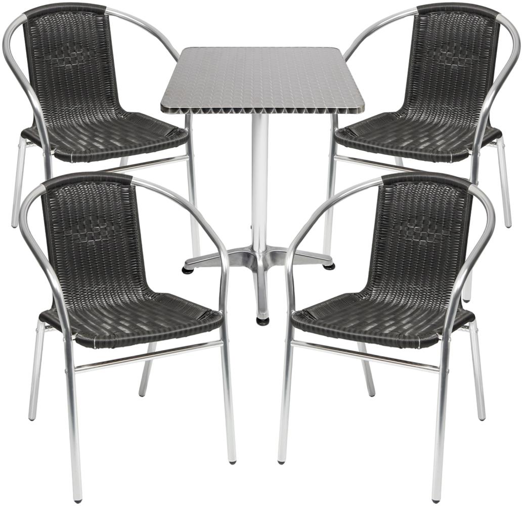 Bistrogarnitur 5-teilig Aluminium - Rattan / Schwarz Bild 1