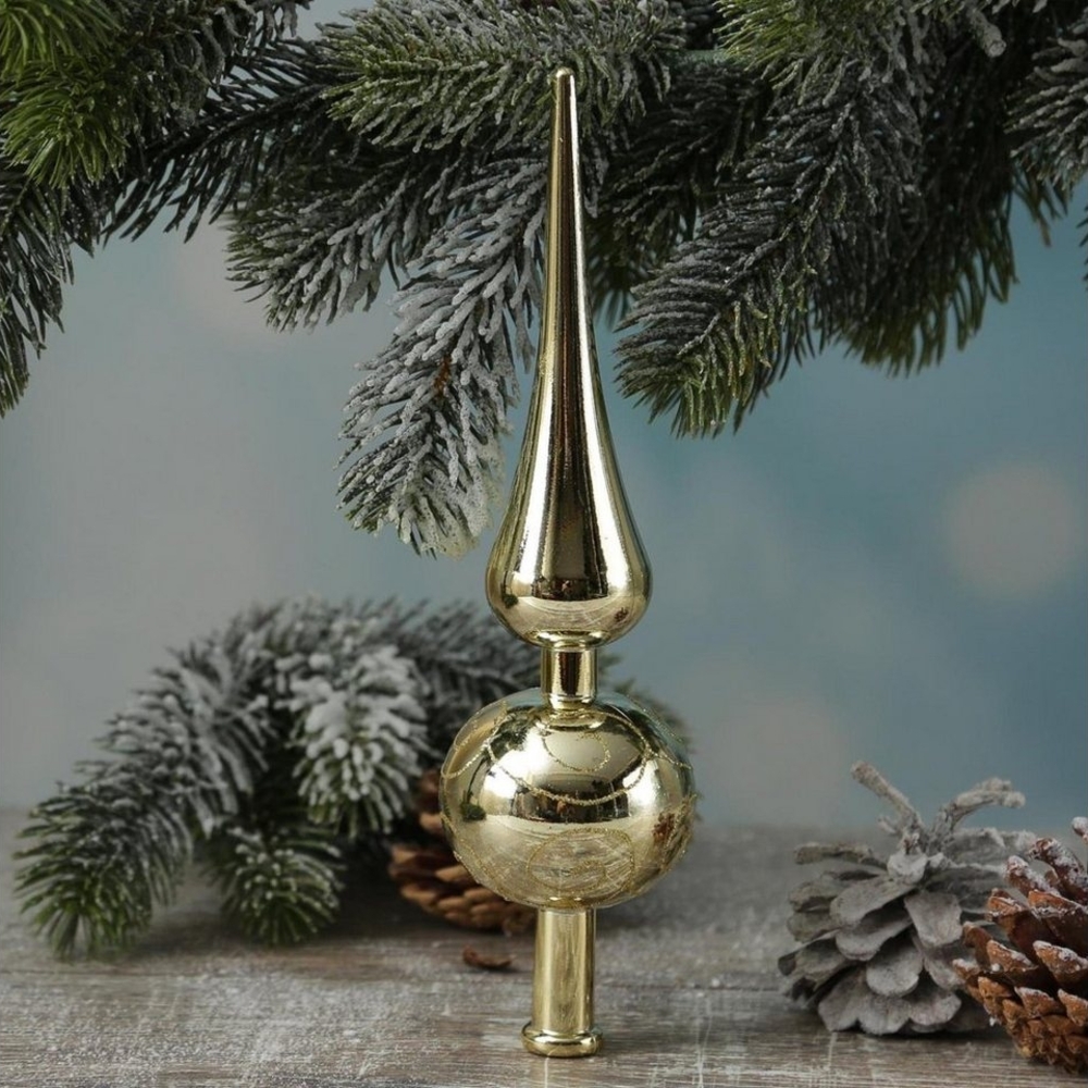 MARELIDA Christbaumspitze Weihnachtsbaum Baumspitze Kunststoff gold H:23cm Spitze für Christbaum Bild 1