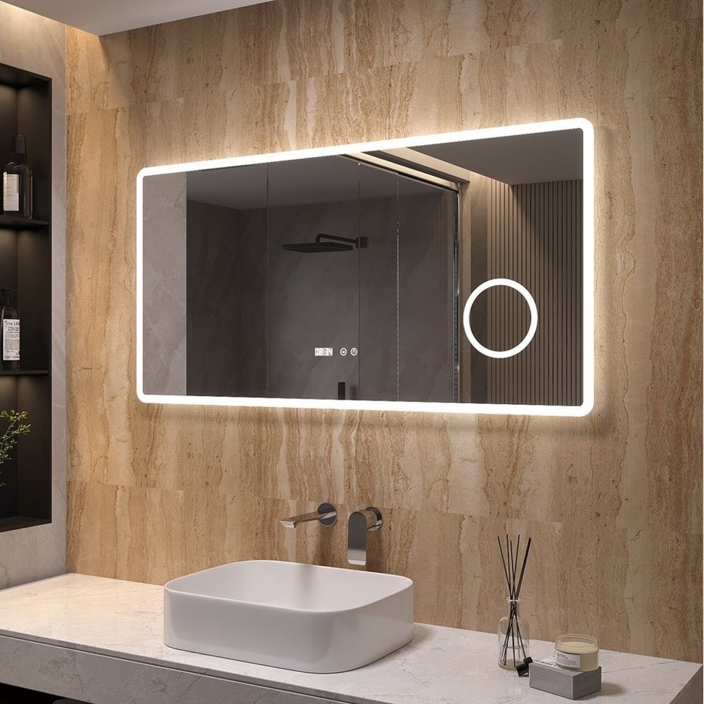 AQUABATOS Schminkspiegel LED Spiegel Bad groß Wandspiegel mit Beleuchtung Kosmetikspiegel (120x60cm) Bild 1