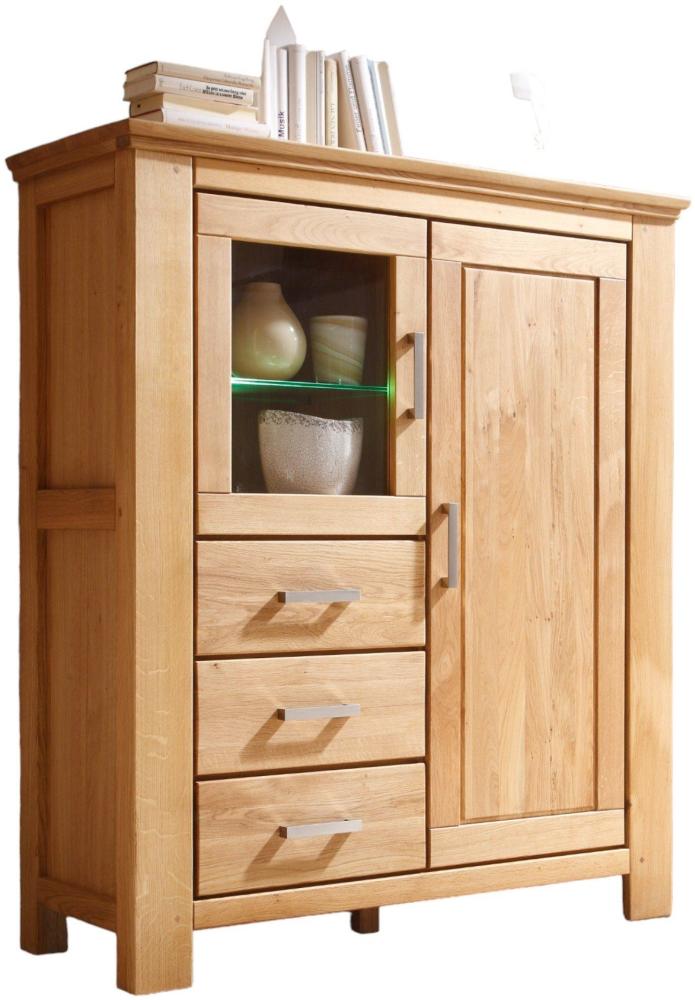 Brotschrank Teilmassiv Iantha 125x145x47 Highboard Wildeiche natur geölt 20109 Bild 1