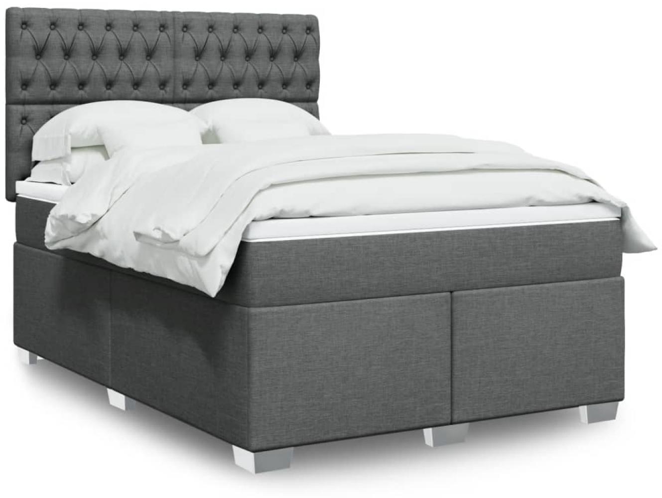 vidaXL Boxspringbett mit Matratze Dunkelgrau 160x200 cm Stoff 3292847 Bild 1