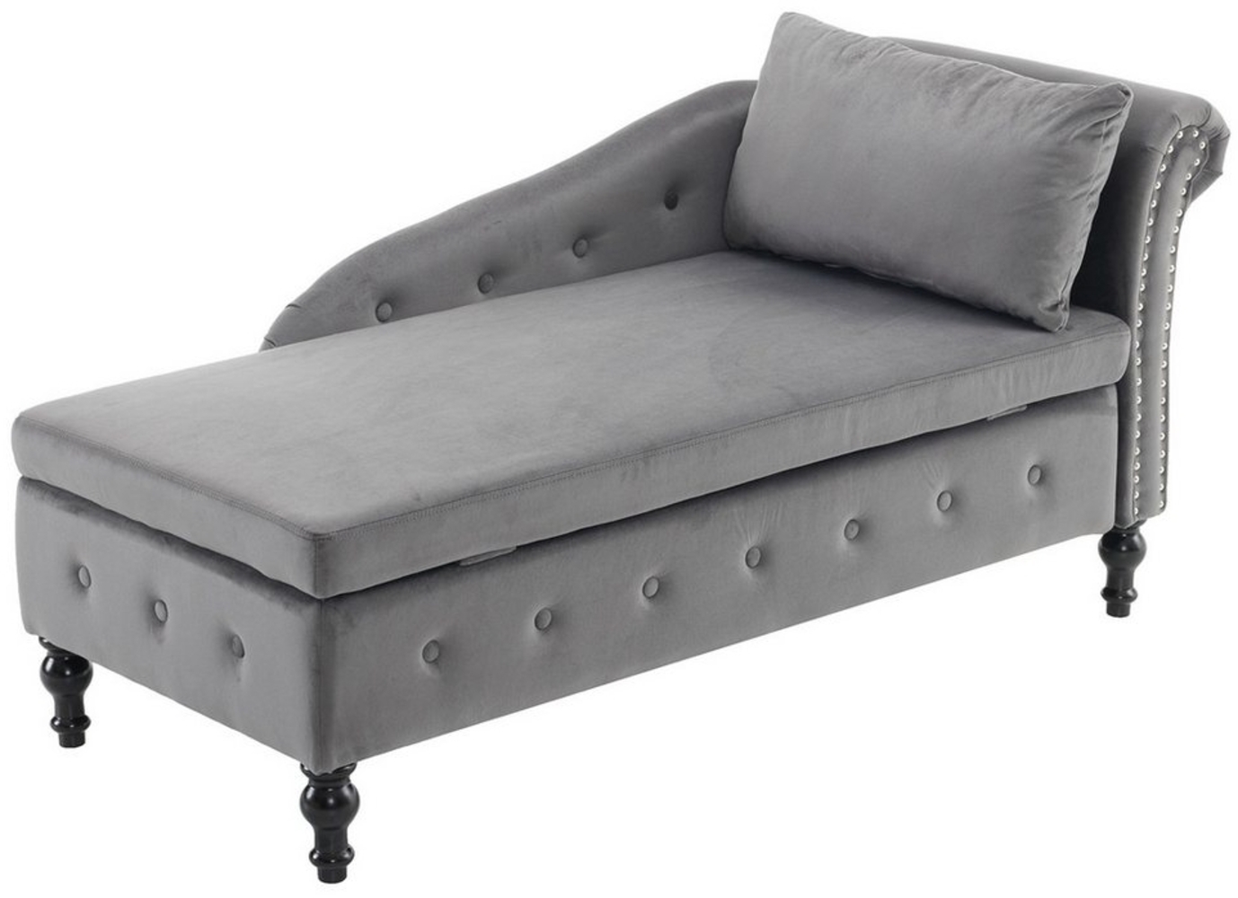 Yorbay Chaiselongue gepolsterte Sofa aus Samt mit großem Stauraum, Kissen, 144Lx62Bx69Hcm, mit hydraulischer Stangen, in ergonomischem Design, Grau Bild 1