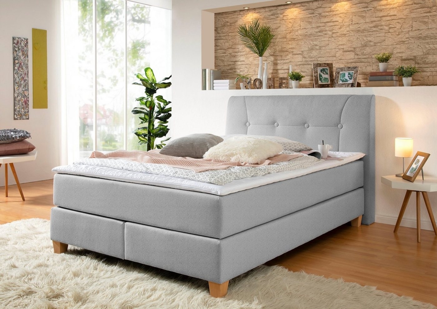 Home affaire Boxspringbett Calloway, inkl. Topper, XXL-Ausführung, in 4 Farben, 5 Breiten, 3 Matratzenarten Bild 1