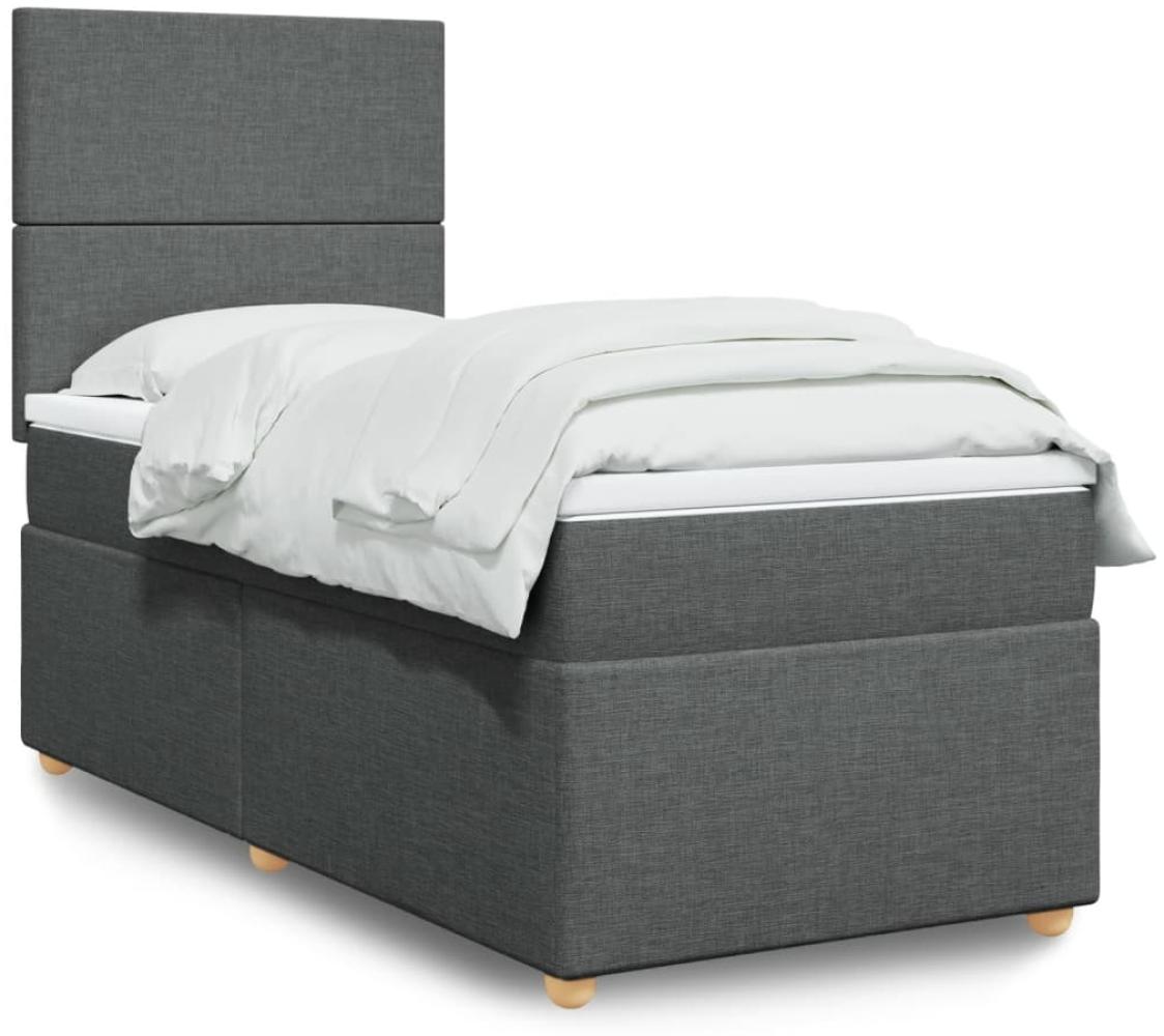 vidaXL Boxspringbett mit Matratze Dunkelgrau 90x190 cm Stoff 3293429 Bild 1