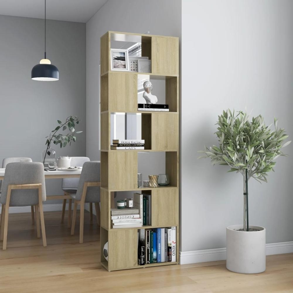 vidaXL Bücherregal Raumteiler Sonoma-Eiche 60 x 24 x 186 cm Holzwerkstoff 809101 Bild 1