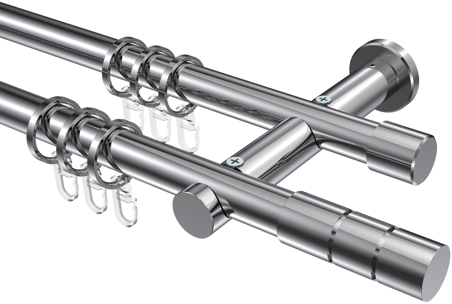 Gardinenstangen-Set Platon Elanto 180 cm, 2-läufig, 20 mm Ø Chrom Bild 1