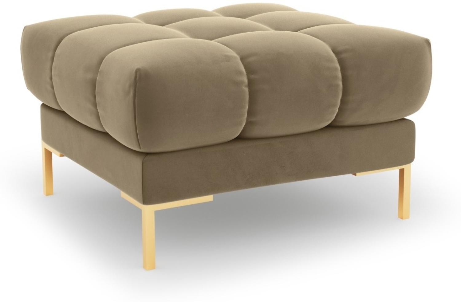 Micadoni Samtstoff Pouf Hocker Mamaia | Bezug Beige | Beinfarbe Gold Metal Bild 1