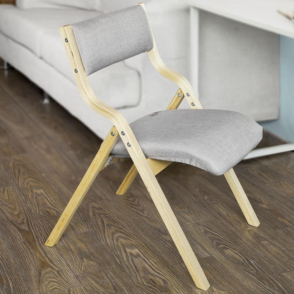 SoBuy Klappstuhl, Küchenstuhl, mit gepolsterter Sitzfläche und Lehne grau natur Bild 1