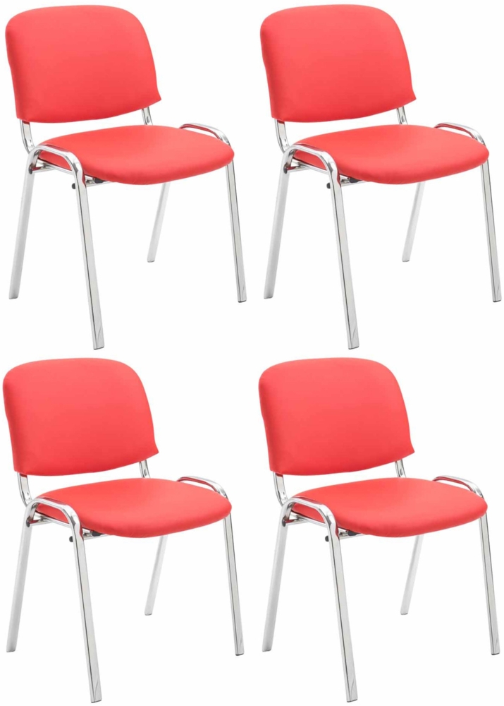 CLP 4er Set Stühle Ken Chrom Kunstleder gepolstert,rot Bild 1