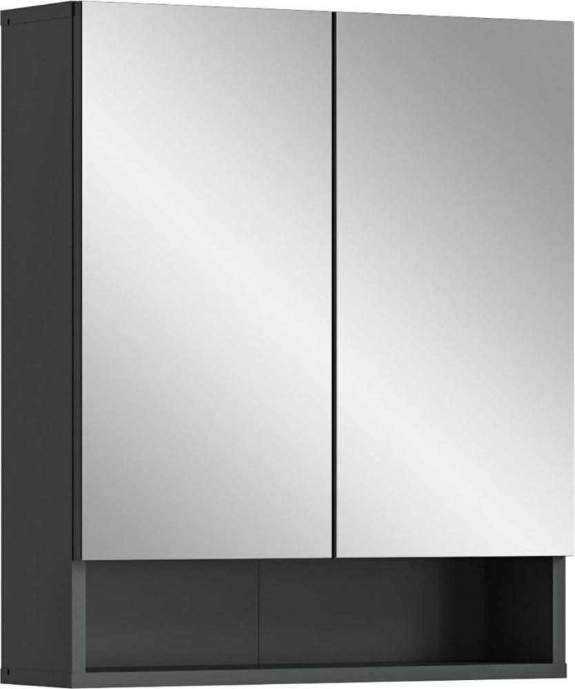 Spiegelschrank Lago - Grau / Spiegelglas. mit Badaufsatzleuchte Bild 1