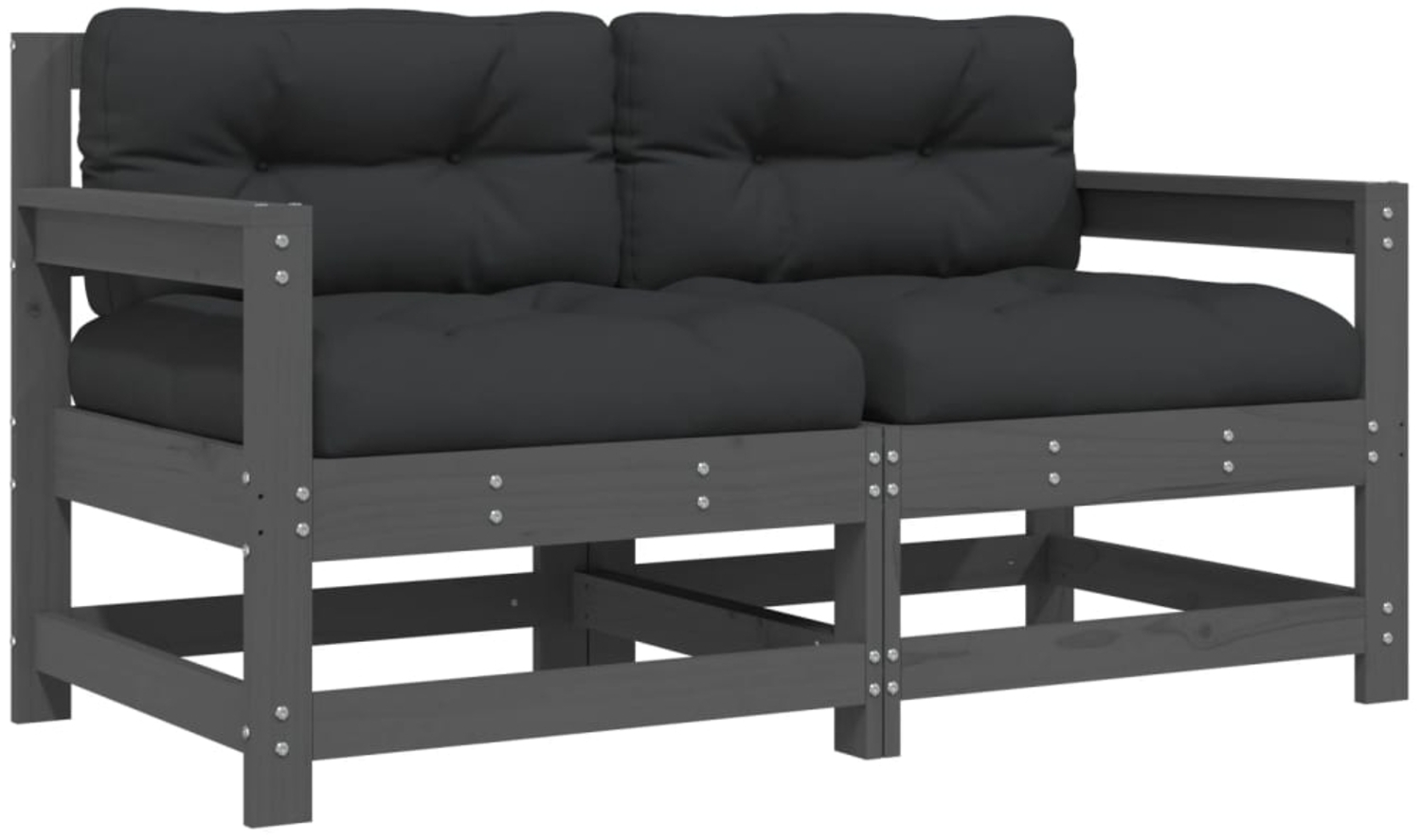 vidaXL Gartenstühle mit Kissen 2 Stk. Grau Massivholz Kiefer 825592 Bild 1