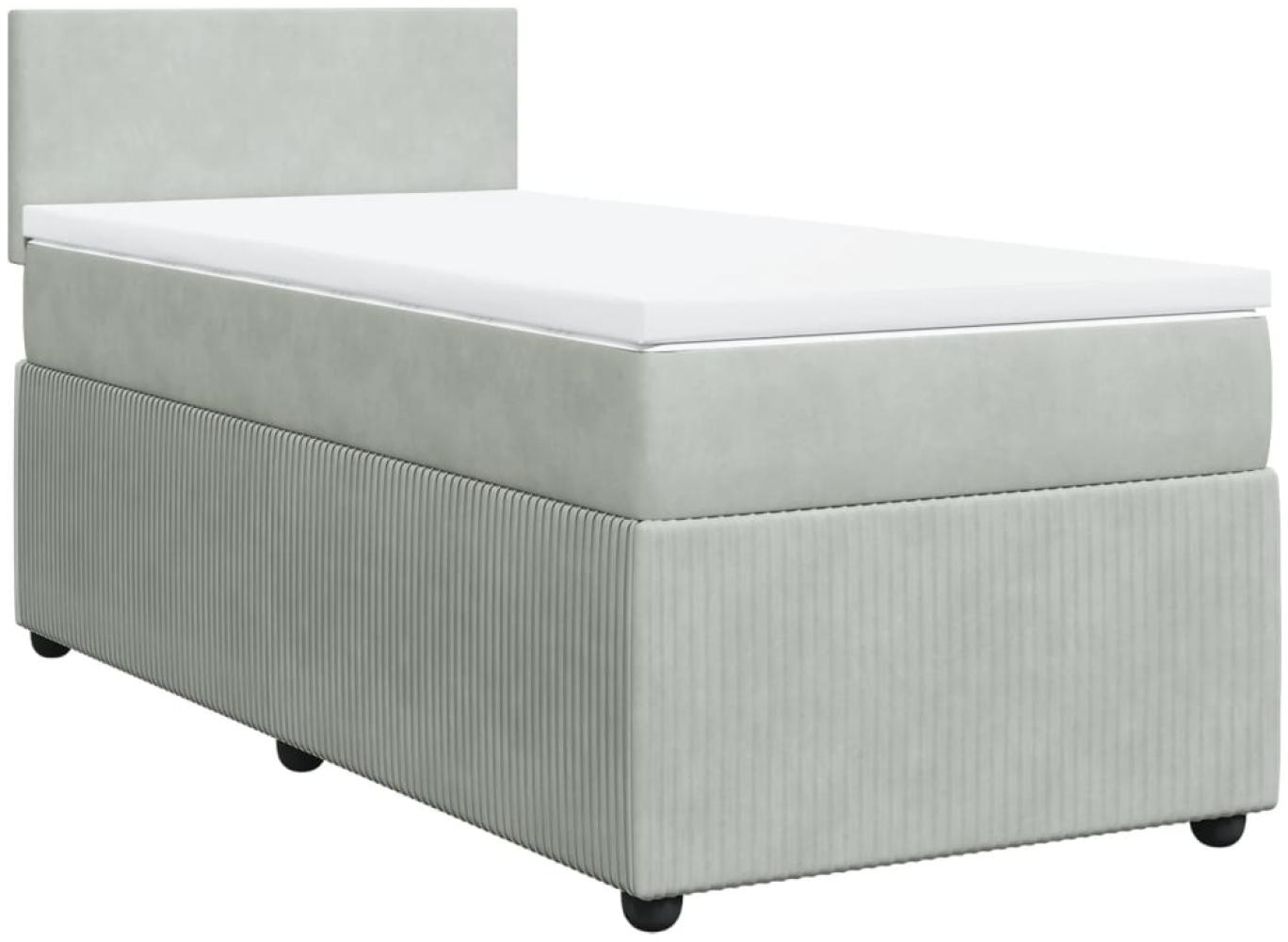 vidaXL Boxspringbett mit Matratze Hellgrau 90x190 cm Samt 3287608 Bild 1