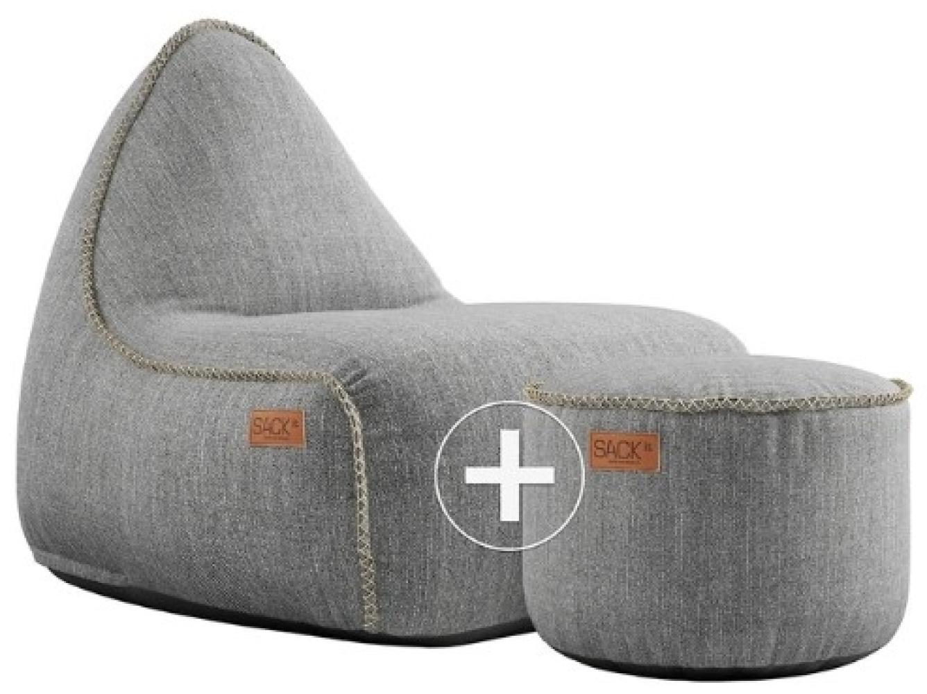 RETROit Cobana Outdoor Sitzsack Loungsessel mit Hocker – Sparset hellgrau Bild 1