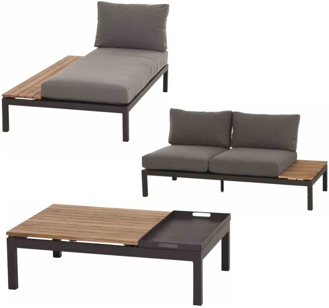 Siena Garden Lounge-Sitzgruppe Alvida Aluminium anthrazit/Ranotex schwarz/Teak Bild 1
