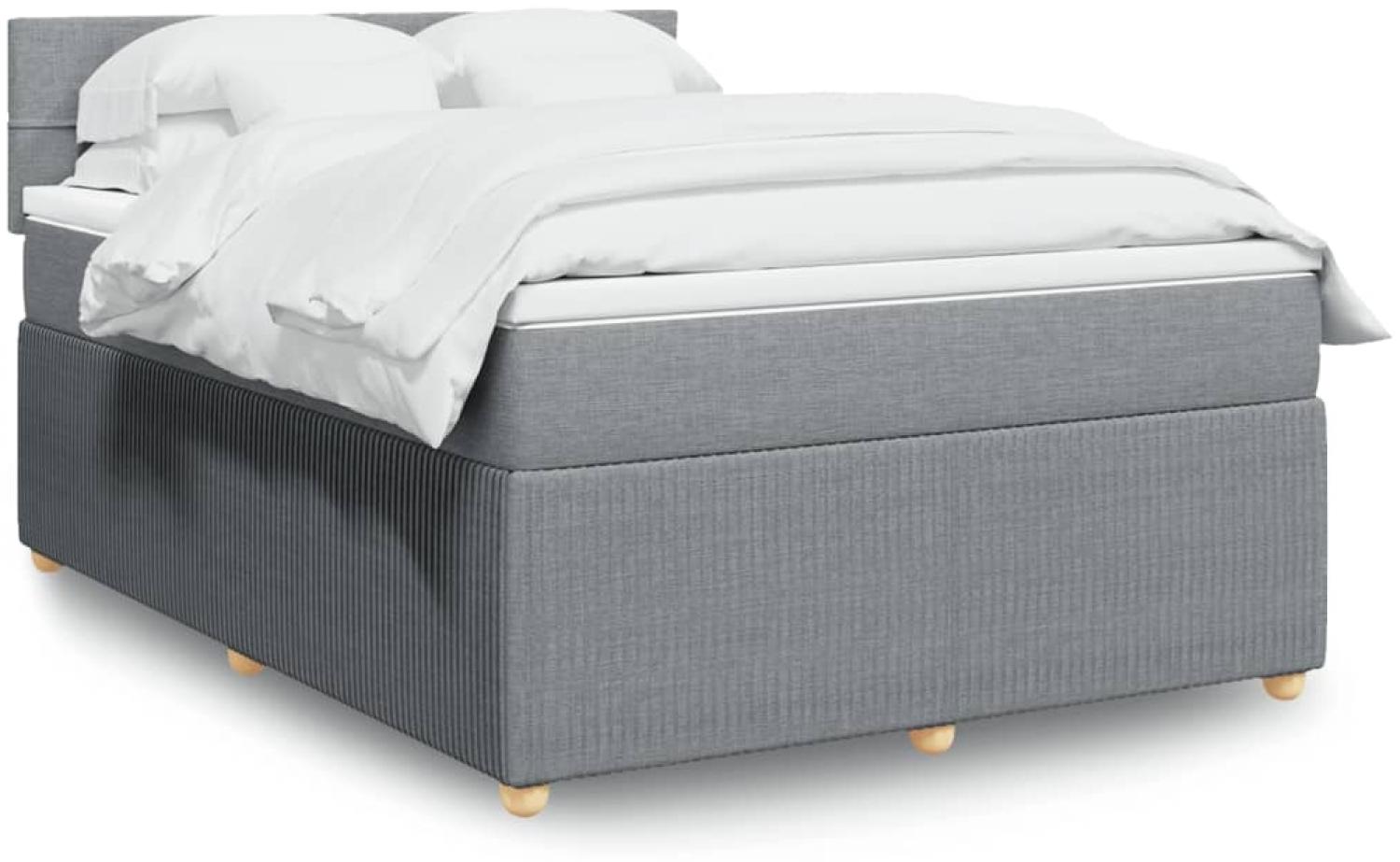 vidaXL Boxspringbett mit Matratze Hellgrau 160x200 cm Stoff 3289807 Bild 1