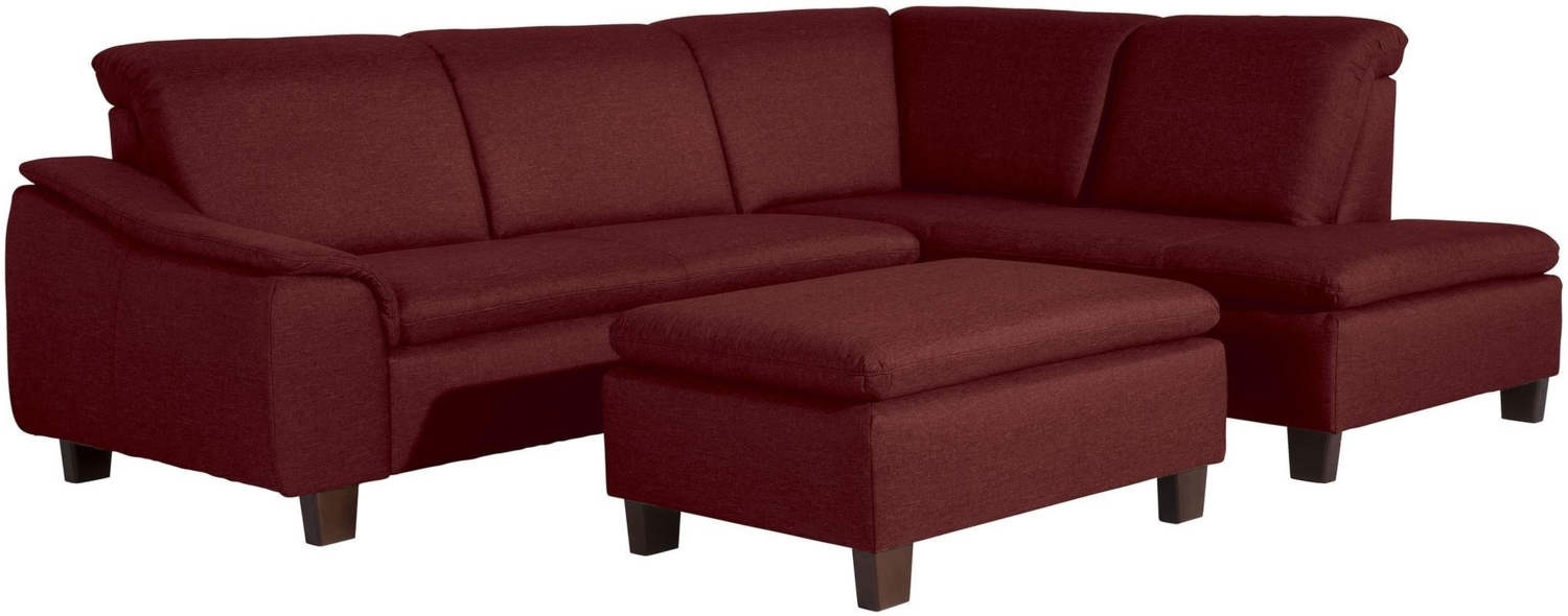 Ecksofa mit Ottomane links Katti Bezug Flachgewebe Buche nussbaum dunkel / rot 22906 Bild 1