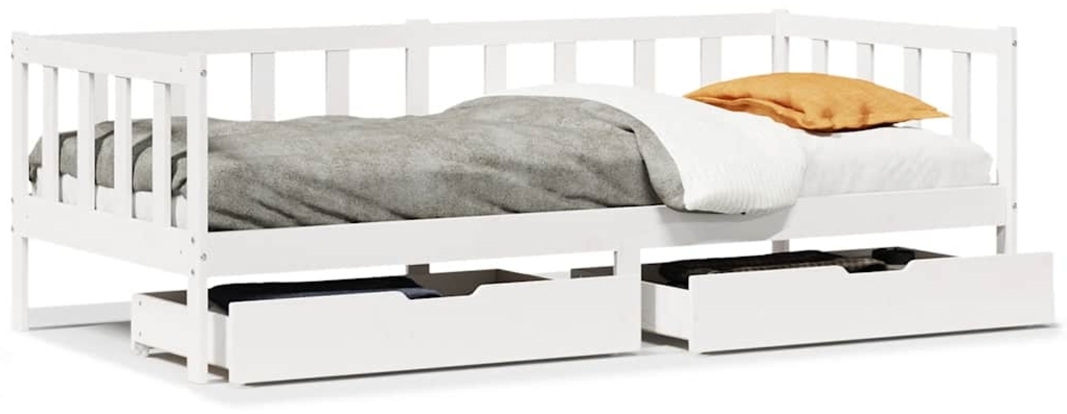 vidaXL Tagesbett mit Schubladen Weiß 80x200 cm Kiefernholz 3302076 Bild 1