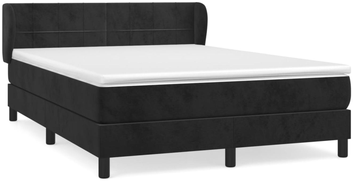 vidaXL Boxspringbett mit Matratze Schwarz 140x200 cm Samt 3127495 Bild 1