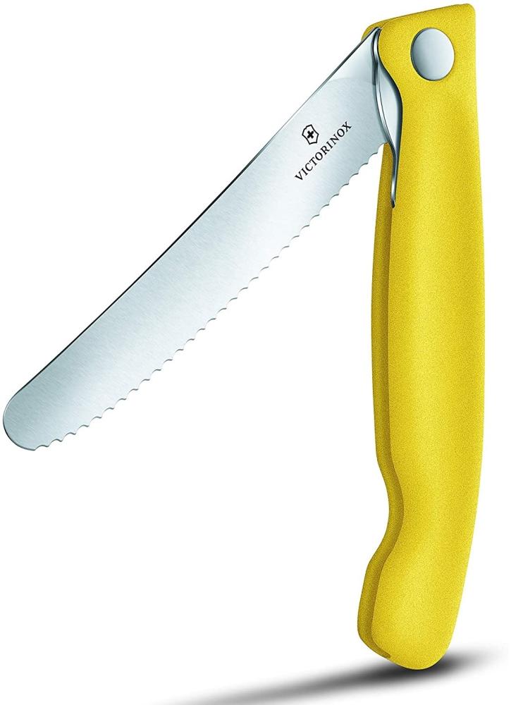 Victorinox Swiss Classic faltbares Gemüsemesser Wellenschliff (11 cm), Gelb Bild 1