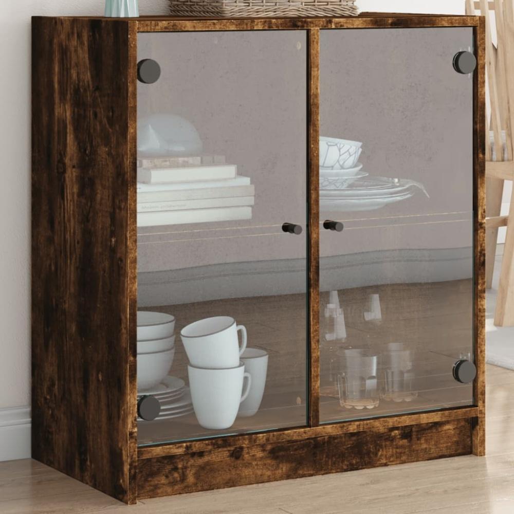 vidaXL Beistellschrank mit Glastüren Räuchereiche 68x37x75,5 cm 836424 Bild 1