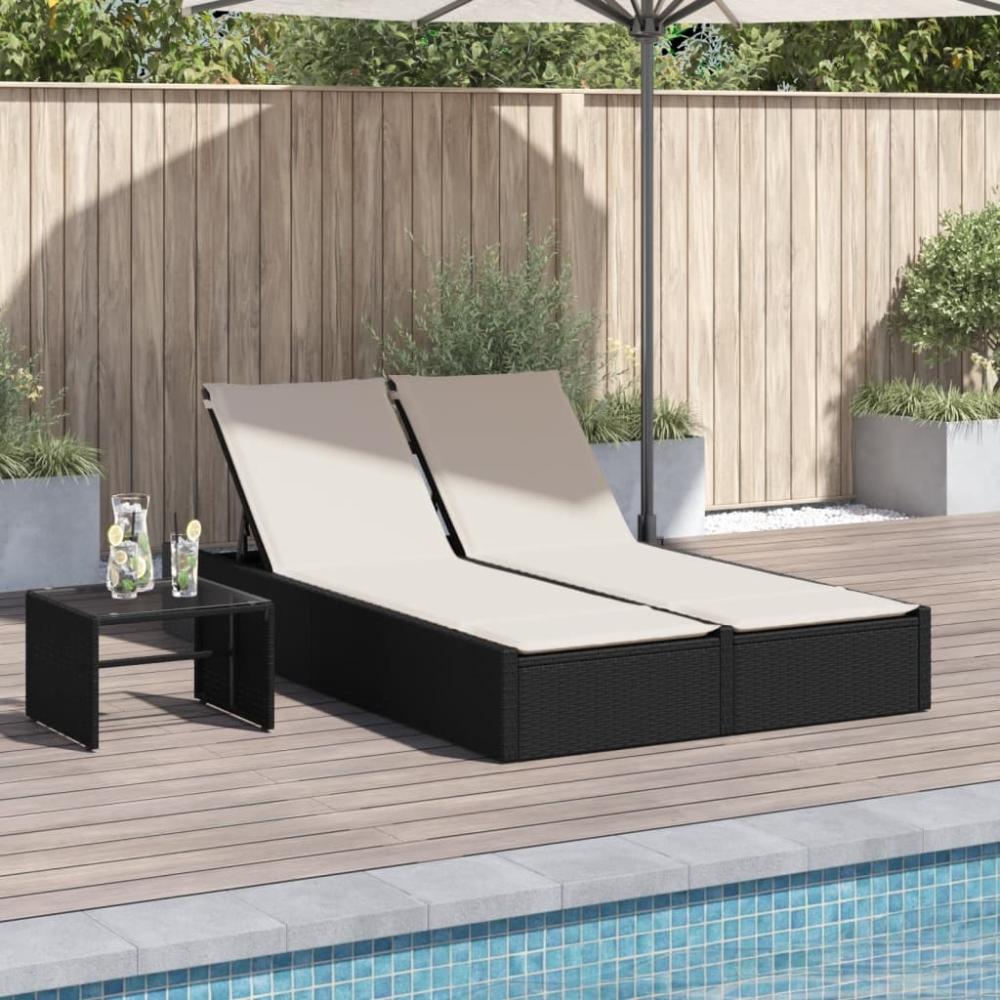 vidaXL Doppel-Sonnenliege mit Kissen Schwarz Poly Rattan 368628 Bild 1