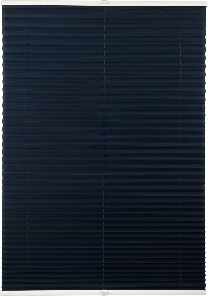 ondeco Plissee ohne Bohren mit Klemmträger viele Farben, Sonnenschutz für Fenster innen, Lichtschutz und Blickdicht, Plissee klemmfix Faltrollo Sichtschutz für Tür - Dunkelblau - 75x130 cm Bild 1