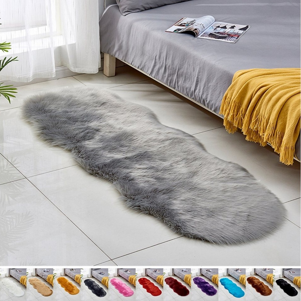 Jibenhome Teppich Hochflor-Teppich Kunstfell,Weich Fellteppich,Shaggy Teppiche,Waschbar, 60 X 180cm für Stühle,Sofas,Kissen,Wohnzimmer,Wohndeko Bild 1