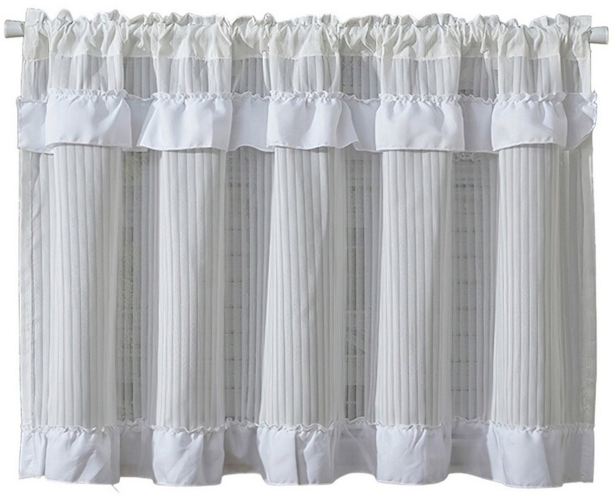 Refttenw Scheibengardine Küchengardinen Bistrogardine, Kurze Rüschen Vorhänge, Stangendurchzug (1 St), blickdicht, für Küche Wohnzimmer Badezimmer Kleine Fenster landhausstil Bild 1