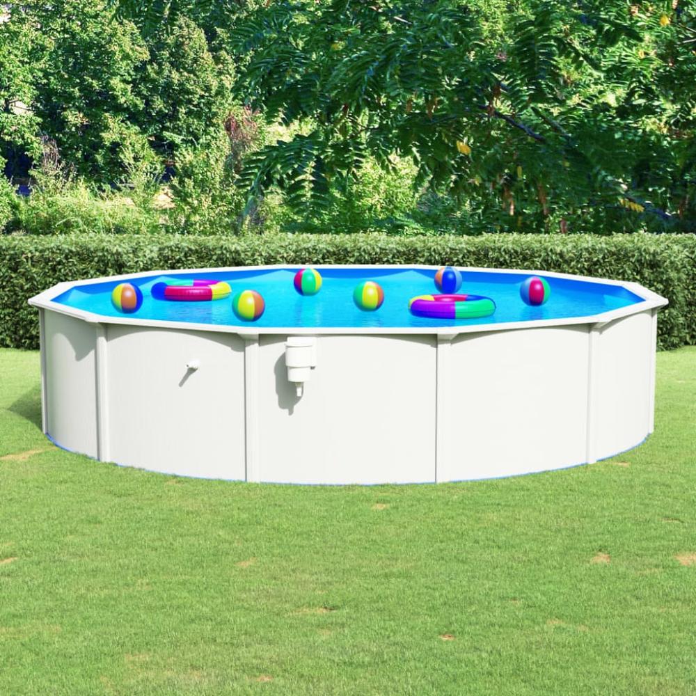 vidaXL Pool mit Stahlwand Rund 550x120 cm Weiß 93263 Bild 1