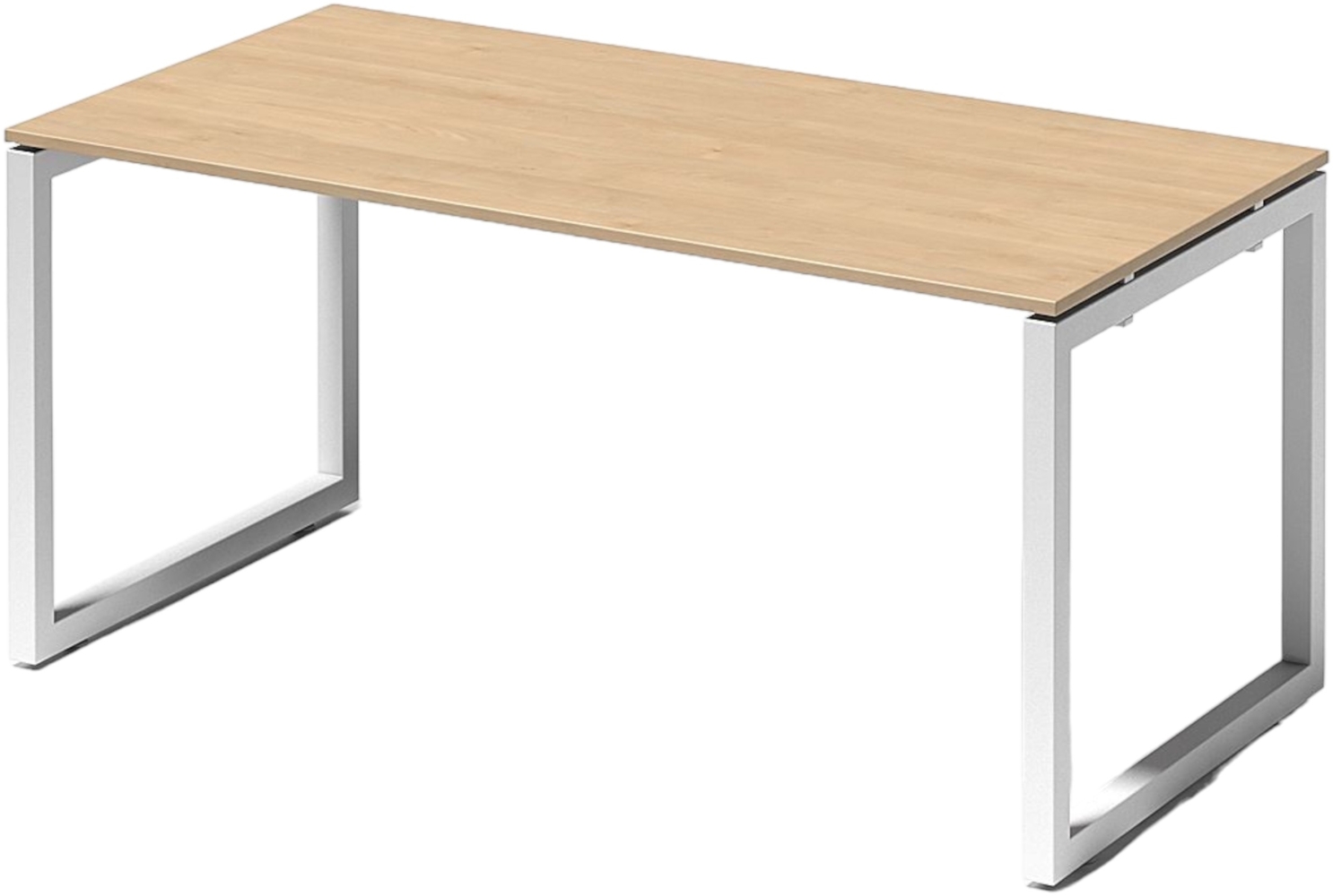 Bisley Cito Schreibtisch 160x80 cm, Tischplatte in Ahorn, O-Gestell in Weiß - Bürotisch & Computertisch, PC Tisch für's Büro, Arbeitshöhe: 74 cm, DOF1608-MP-396 Bild 1