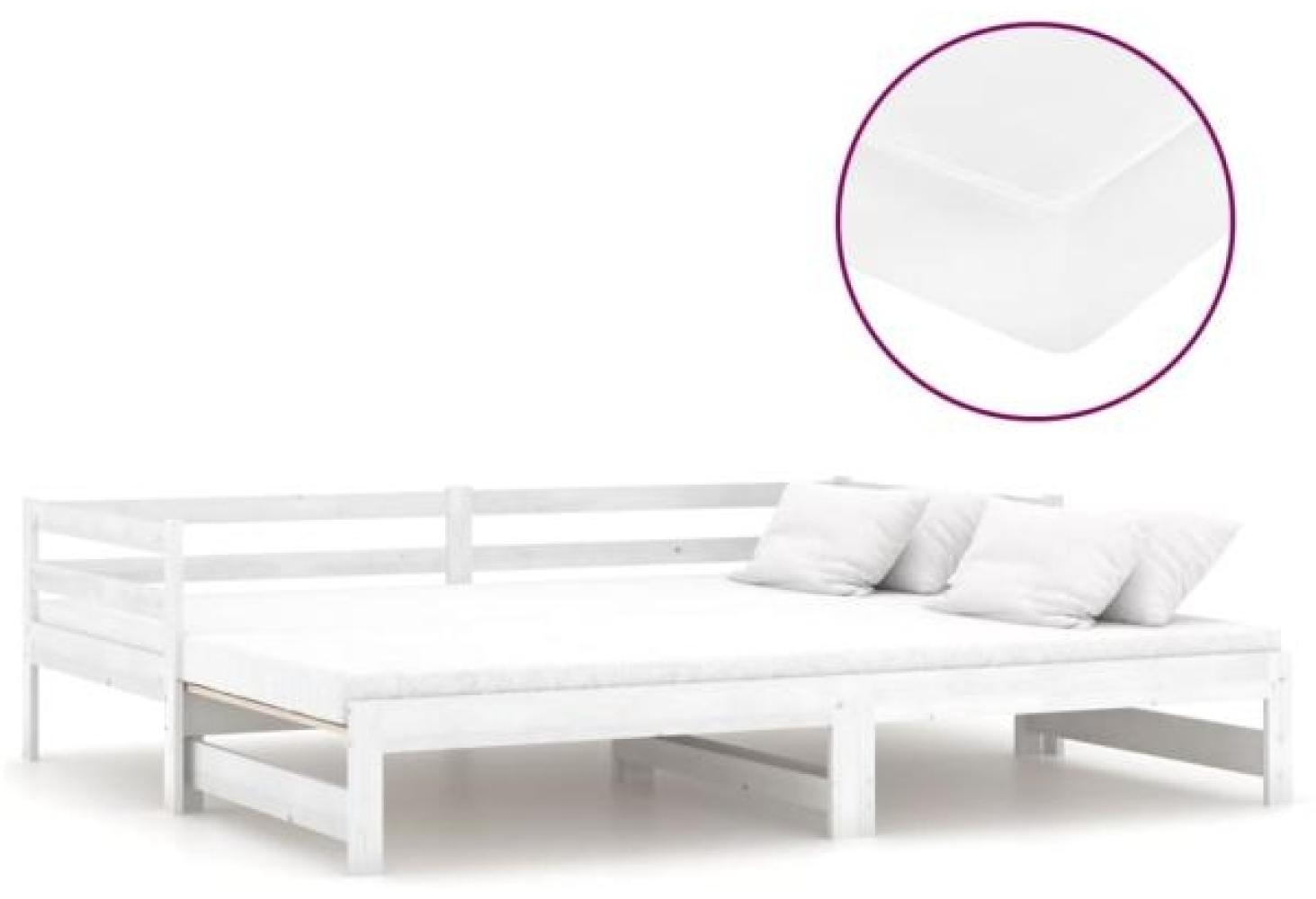 vidaXL Ausziehbares Tagesbett 2x(90x200) cm Weiß Massivholz Kiefer [3083655] Bild 1
