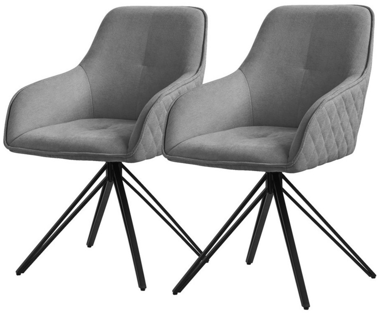 ML-DESIGN Polsterstuhl Esszimmerstuhl aus Textil Webstoff mit Metallbeine, 360° drehbar (2 St), Stuhl mit Rücken-& Armlehne Grau Küchenstuhl Wohnzimmerstuhl Bild 1