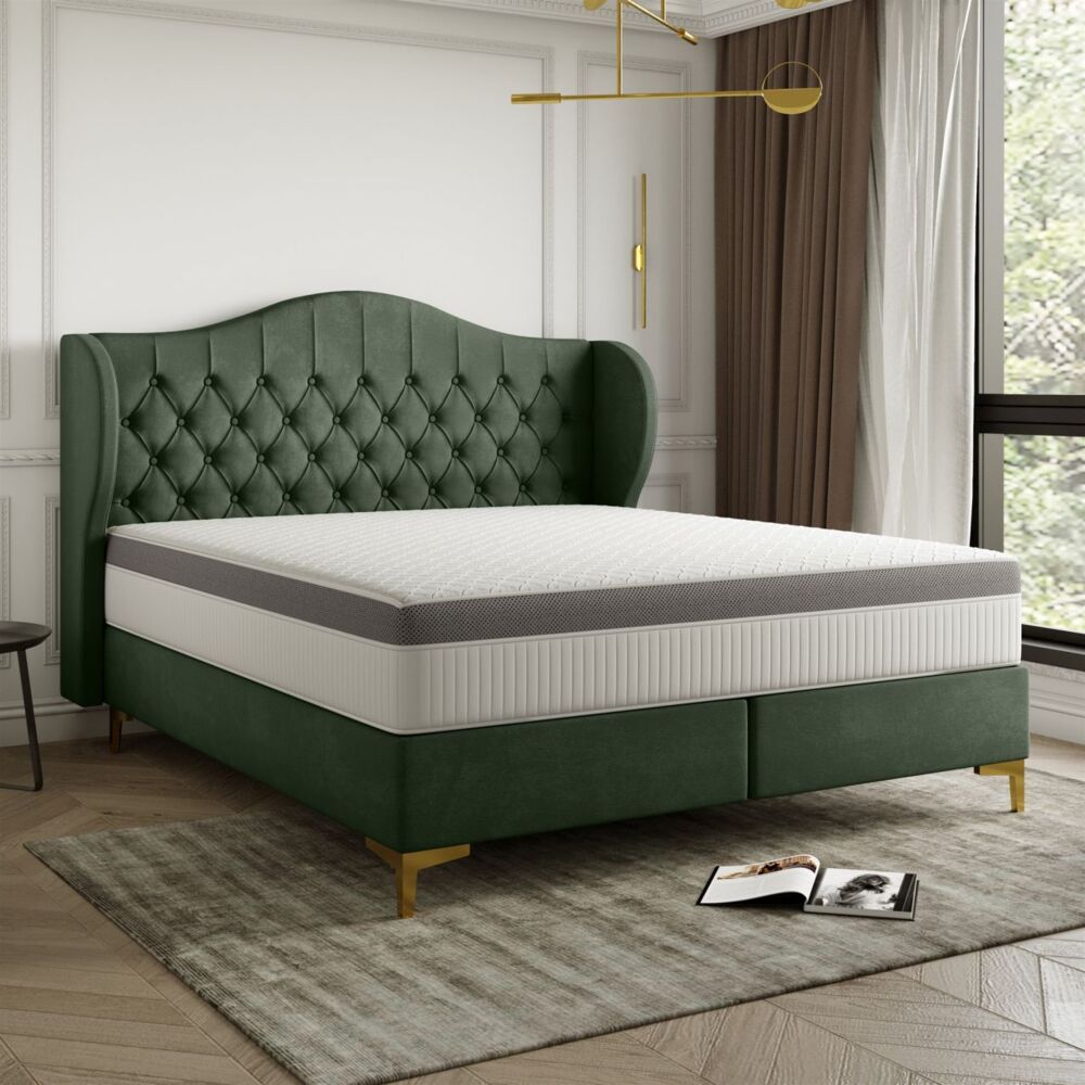 Polsterbett Doppelbett PELAGIO Stoff Whisper Forest 140x200cm inkl. Matratze Bild 1