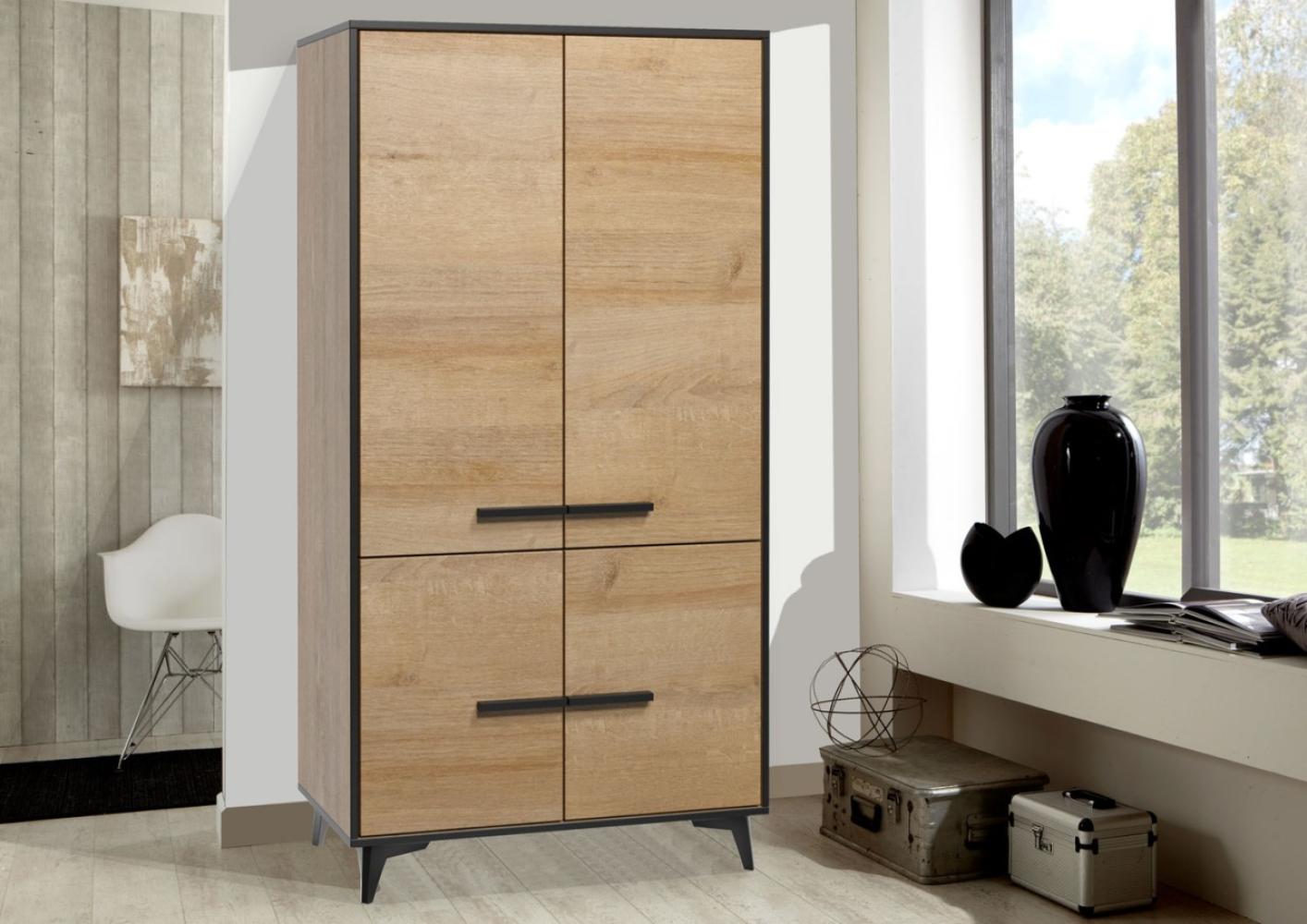 Kleiderschrank "Frida" Schlafzimmer Schrank 91cm eiche riviera schwarz Bild 1